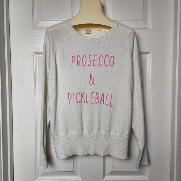 Golden Sun "Prosecco & Pickleball" Knit Sweater, Size S Athleisure Preppy Sporty - Picture 1 of 8
